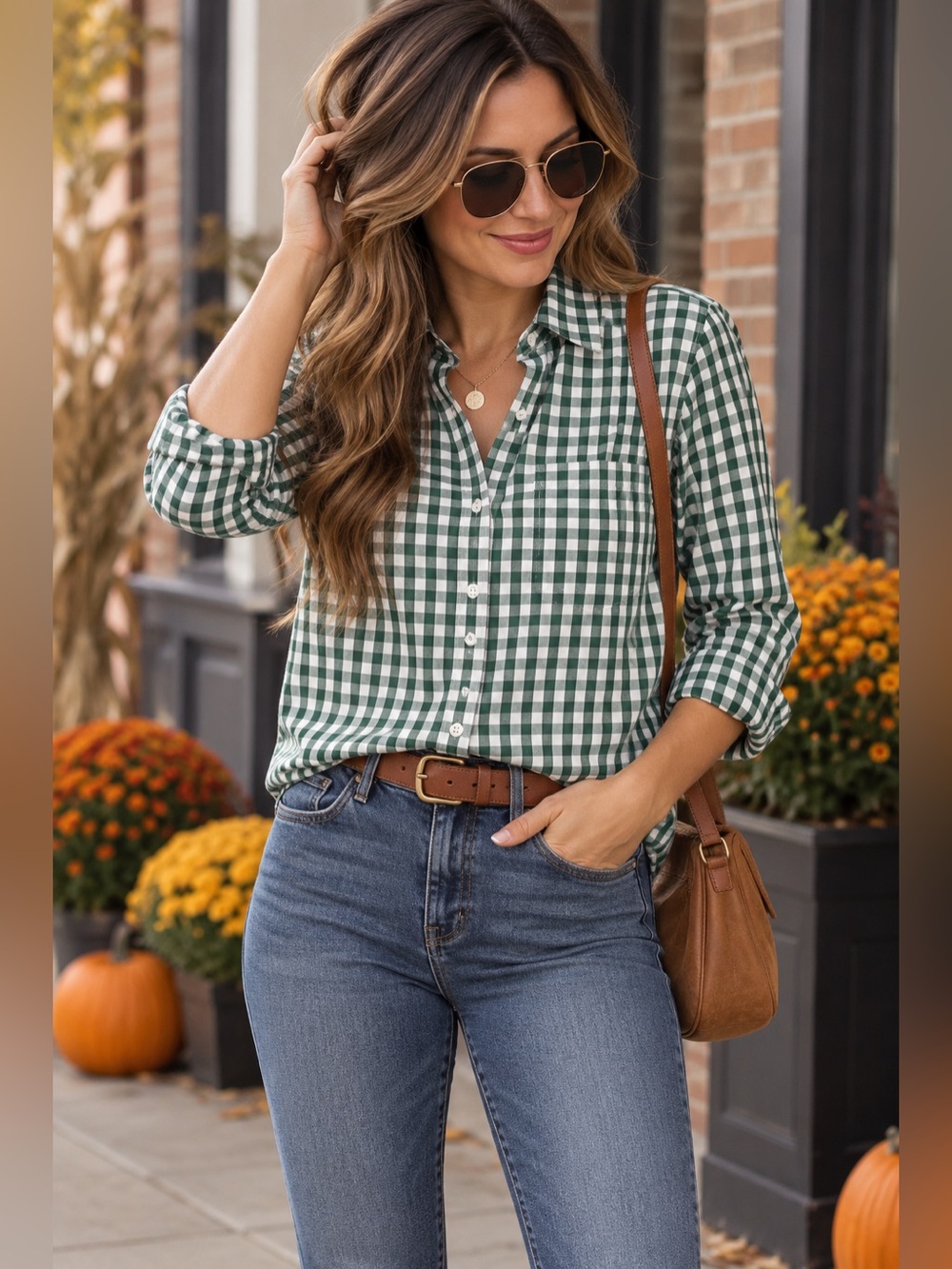J.Crew Women’s Green White Gingham Button Down Shirt Regenerative Cotton Blend S